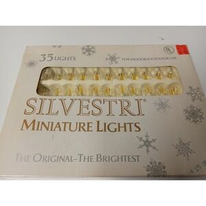 Silvestri Vintage Christmas Lights Miniature Yellow Gold Light W/ Clear Tulip 35